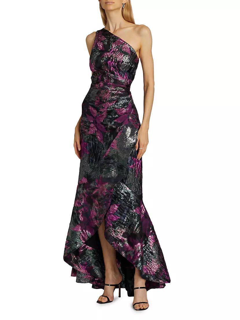 Floral Jacquard One-Shoulder Mermaid Gown Product Image