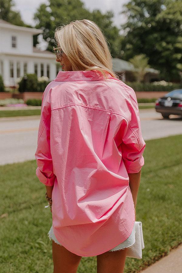 Sending Good Luck Button Up Top In Pink Product Image