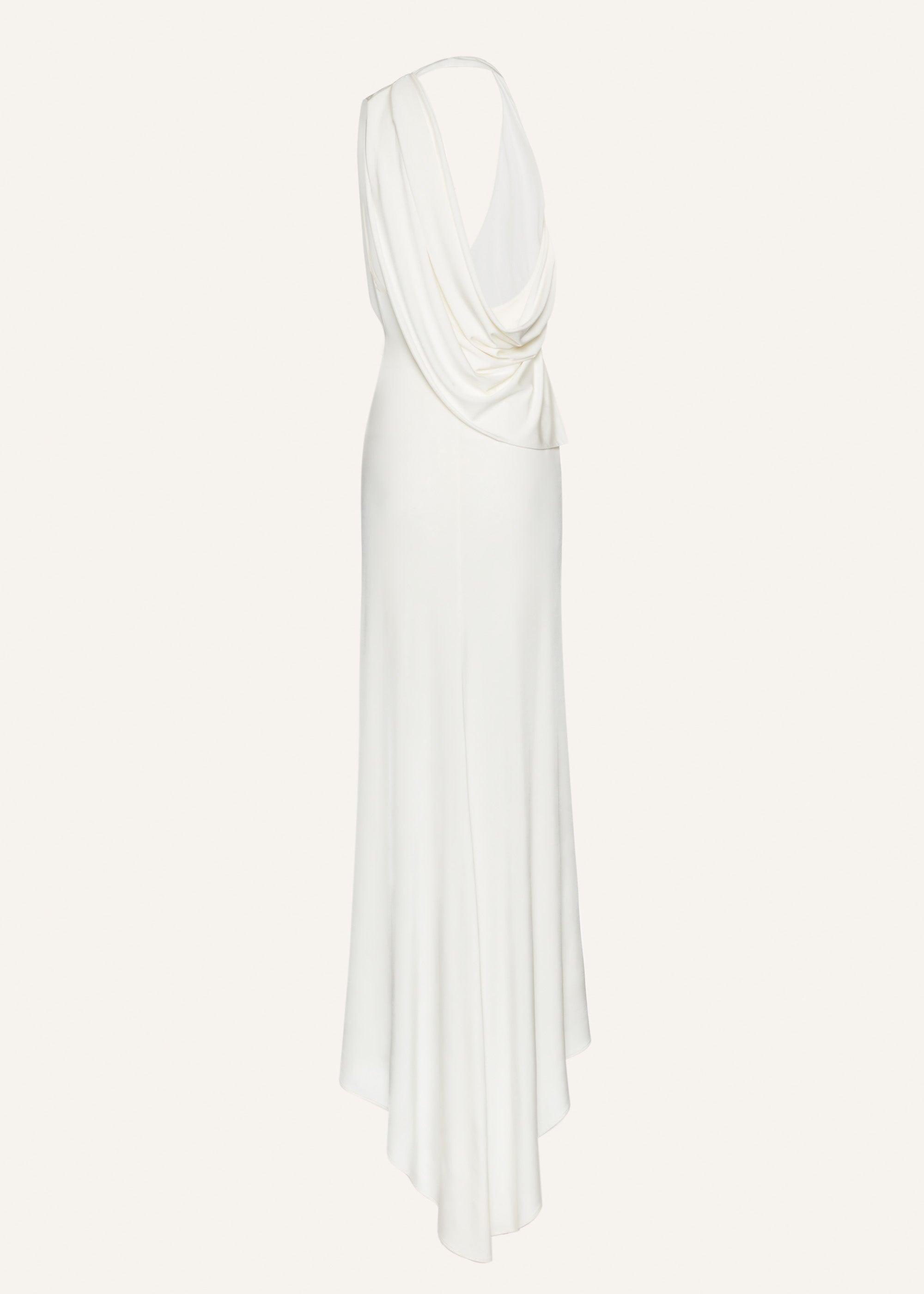 Grecian halter midi dress in cream Product Image