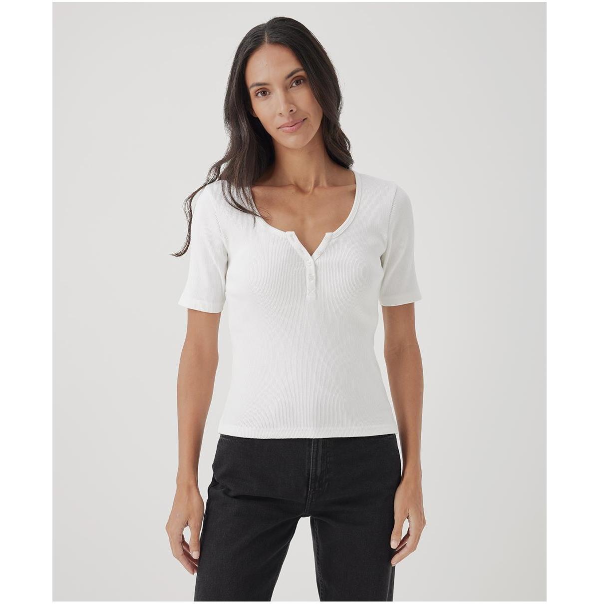 Womens Favorite Rib Henley Top 3XL Product Image