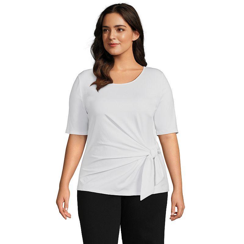 Womens Plus Size Lands End Lightweight Jersey Tie Front Top Product Image