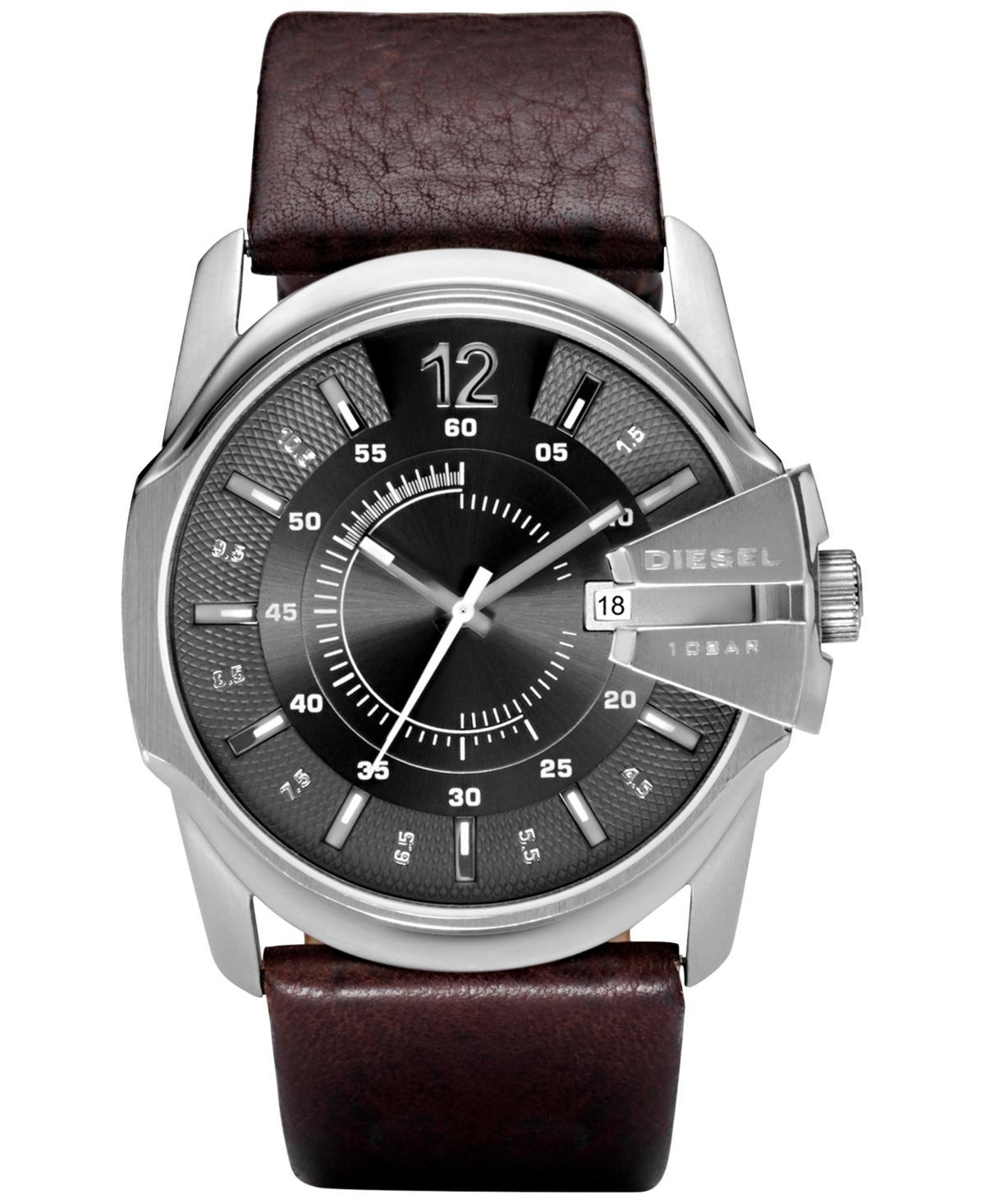 Diesel Mens Master Chief Dark Brown Leather Strap Watch 45x51mm Product Image