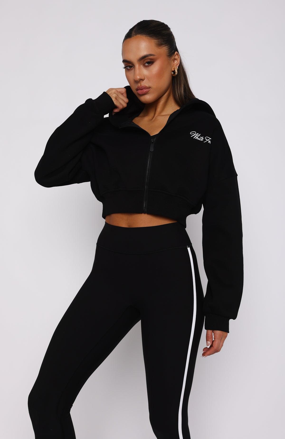 Stepping Out Cropped Hoodie Black Product Image