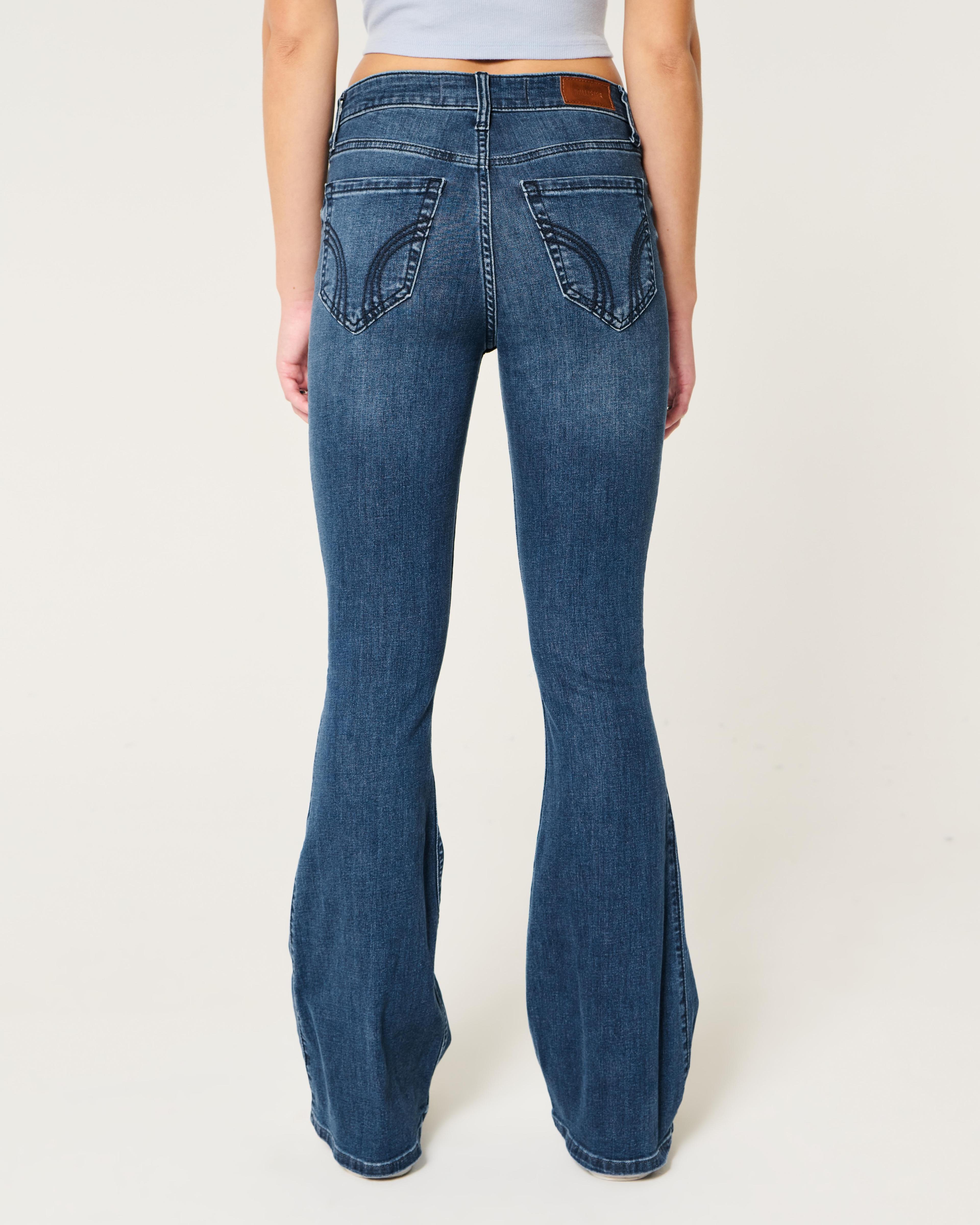 High-Rise Ripped Medium Wash Flare Jeans Product Image