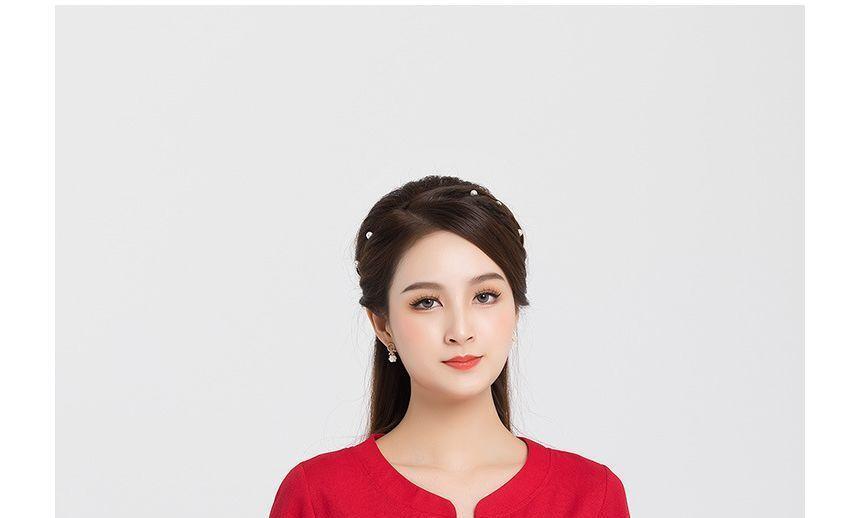 3/4-Sleeve Floral Embroidered Cheongsam Top Product Image