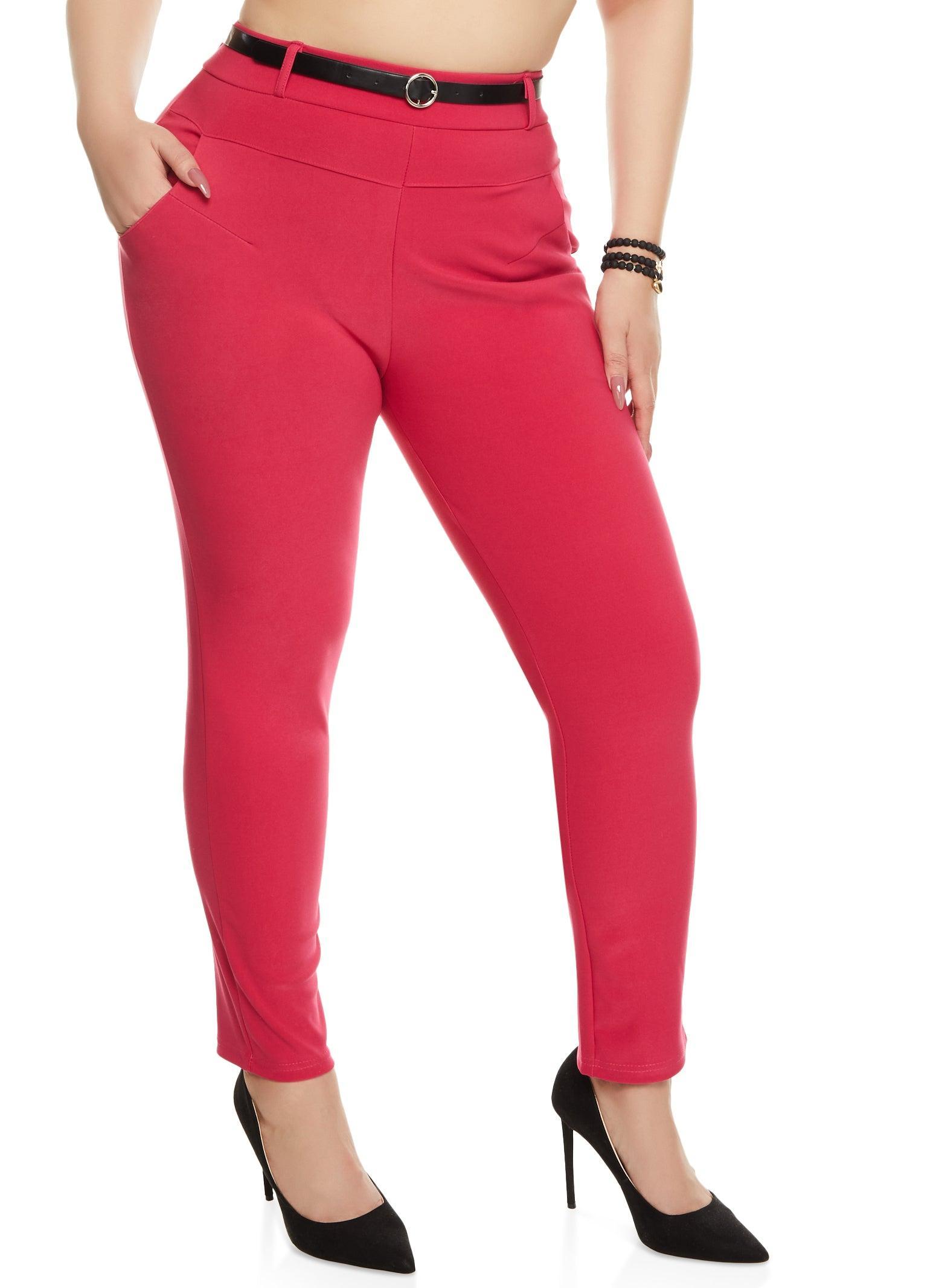 Womens Plus Size Scuba Belted Pull On Pants product image