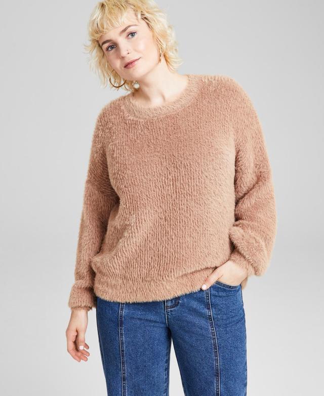 And Now This Womens Crewneck Eyelash Sweater, Created for Macys Product Image