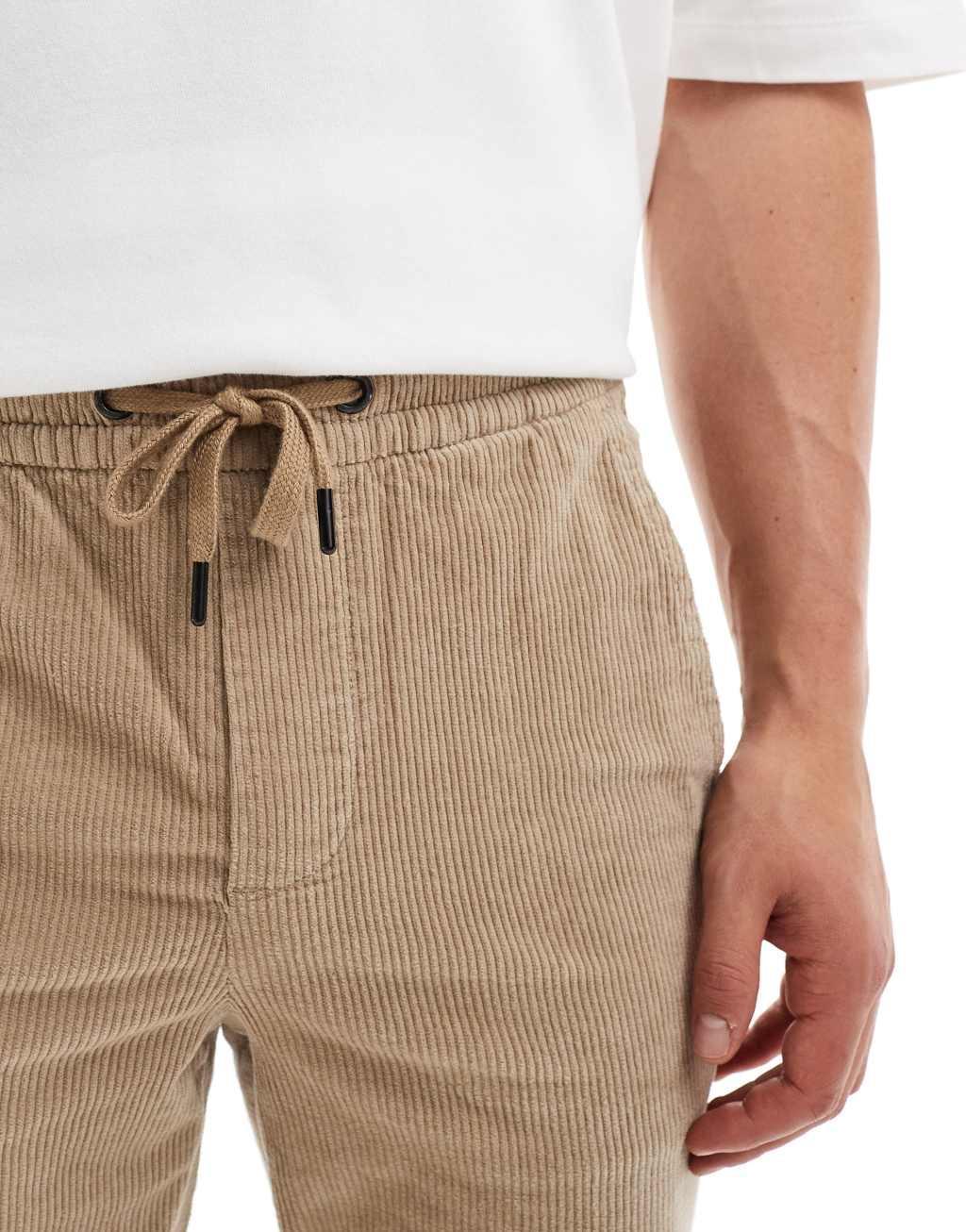 ONLY & SONS tapered cord pants in beige Product Image