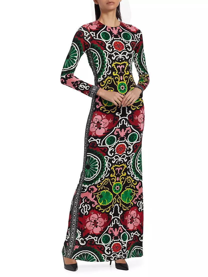 Delora Floral Damask Open-Back Maxi Dress Product Image