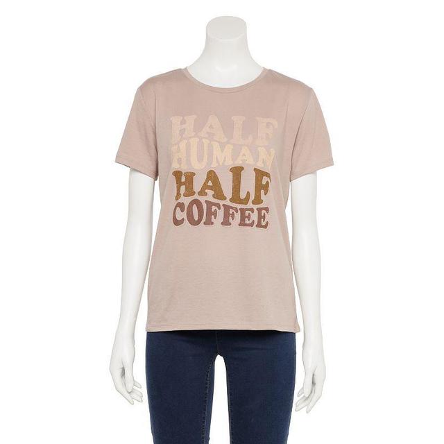 Womens Half Human Half Coffee Graphic Tee, Girls Brown Product Image