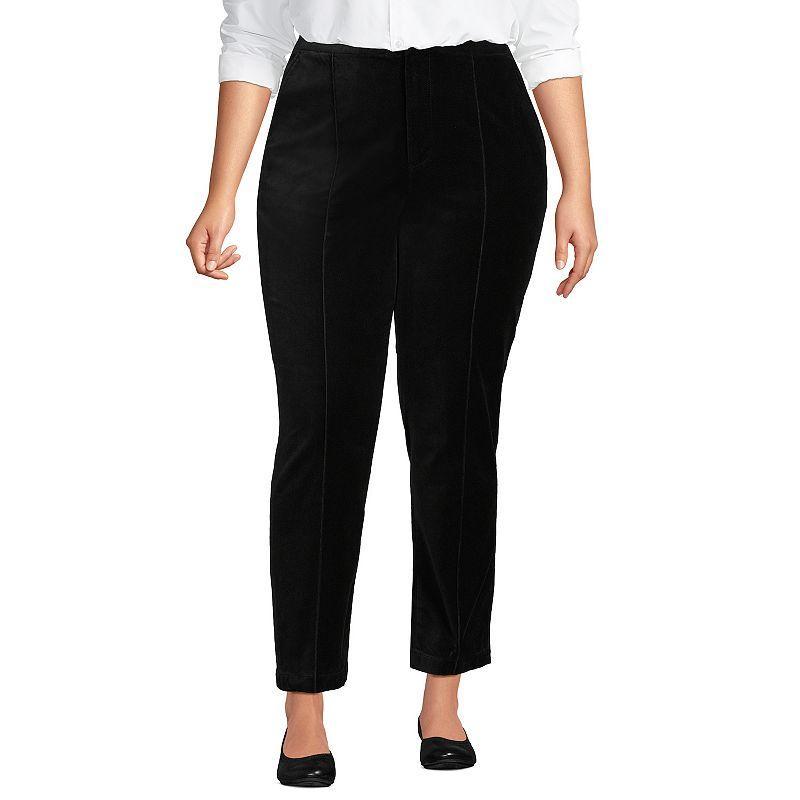 Lands End Womens Velvet High Rise Pin tuck Pencil Ankle Pants Product Image