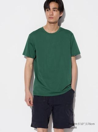 Mens Airism Cotton Crew Neck T-Shirt with Odor Control Green 2XL UNIQLO US Product Image