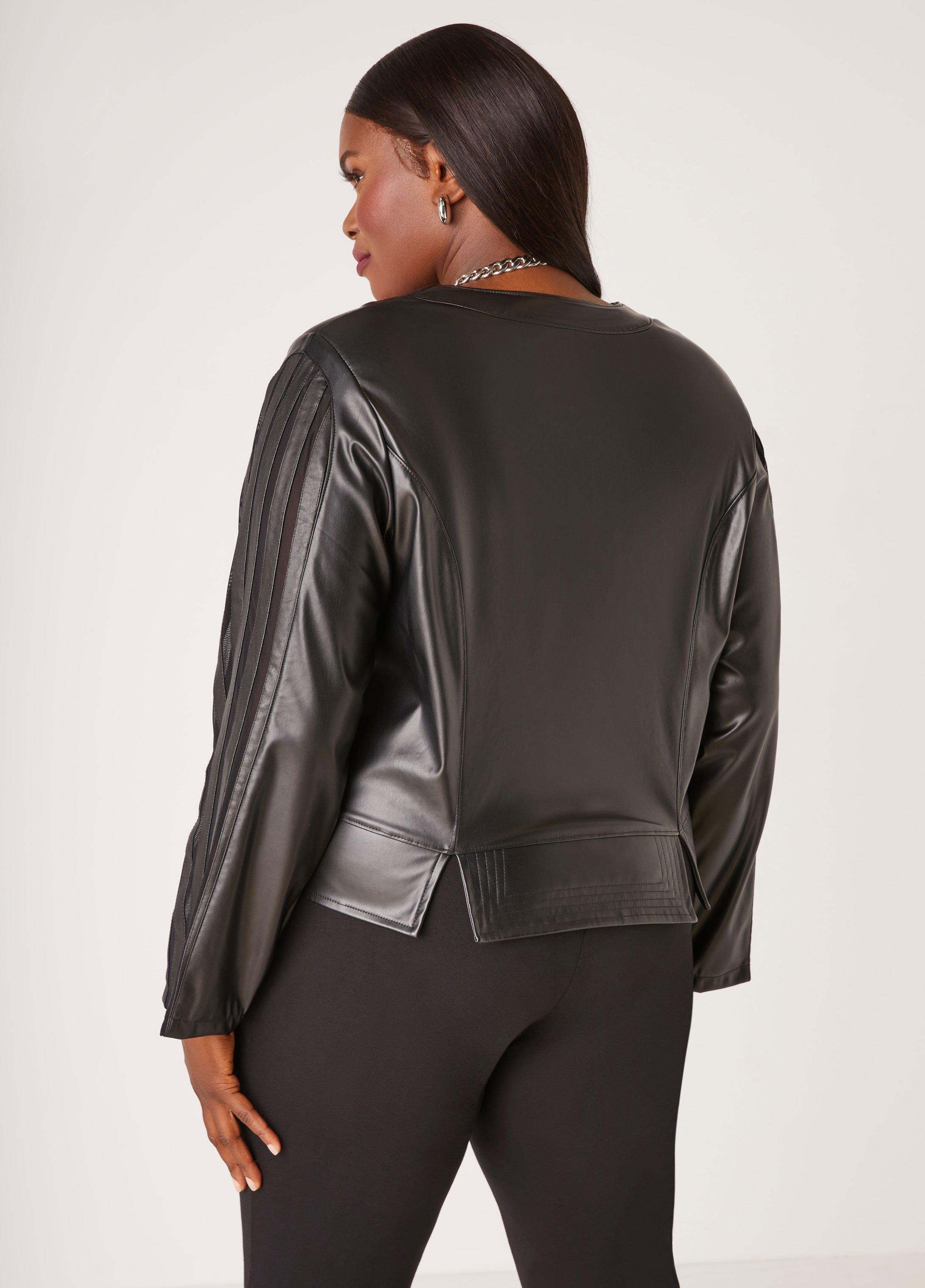 Plus Size Striped Faux Leather Jacket Ashley Stewart Product Image