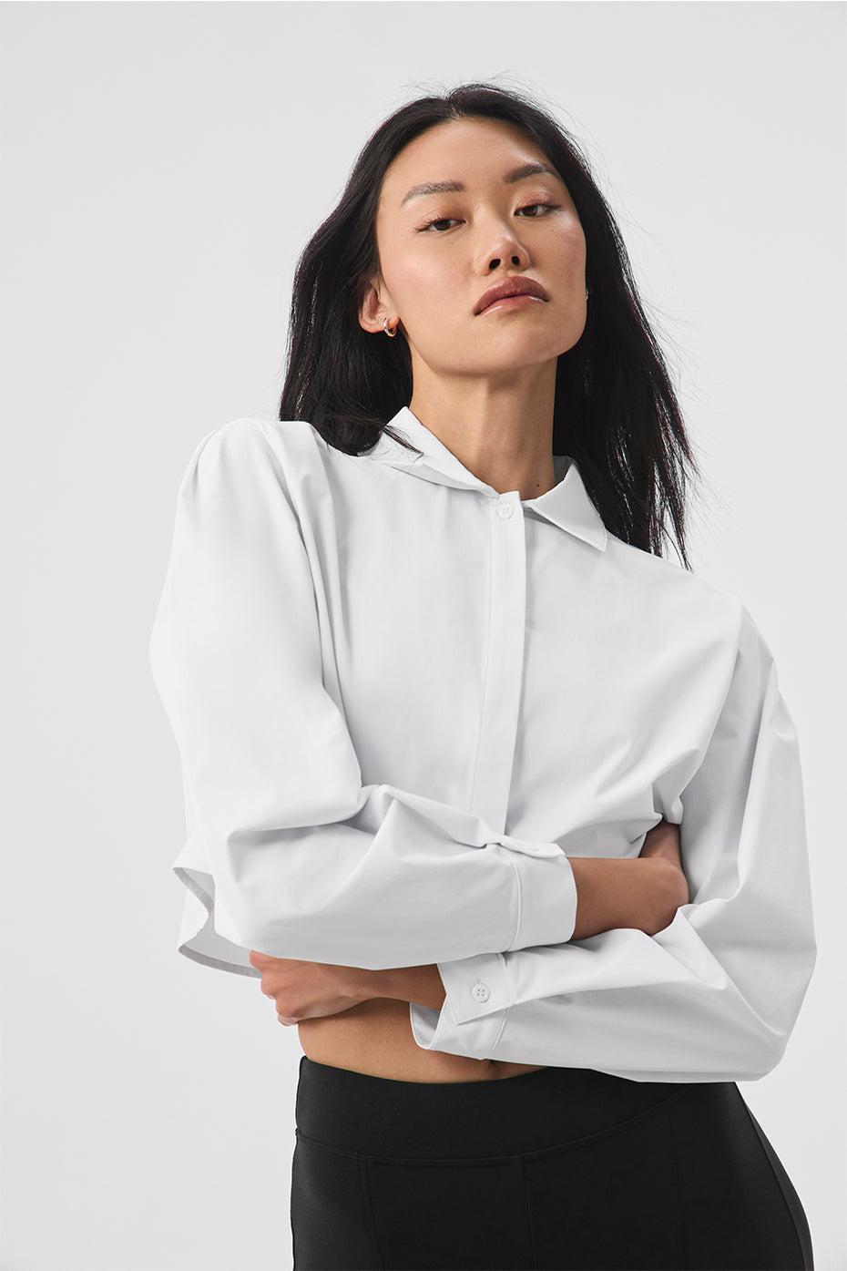 Cropped Take Me Out Button Up - White Female Product Image