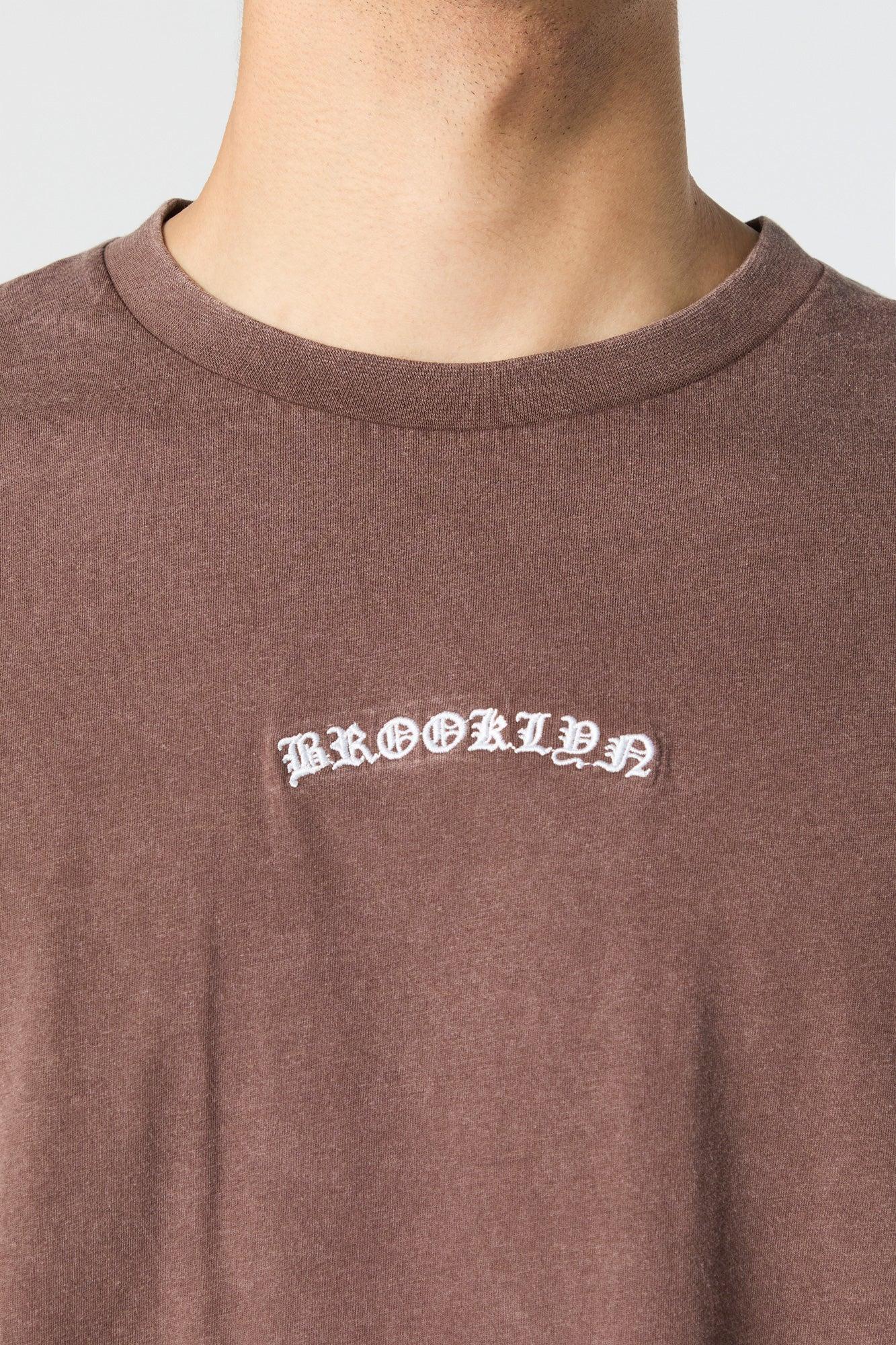 Brooklyn Embroidered Washed T-Shirt Male Product Image