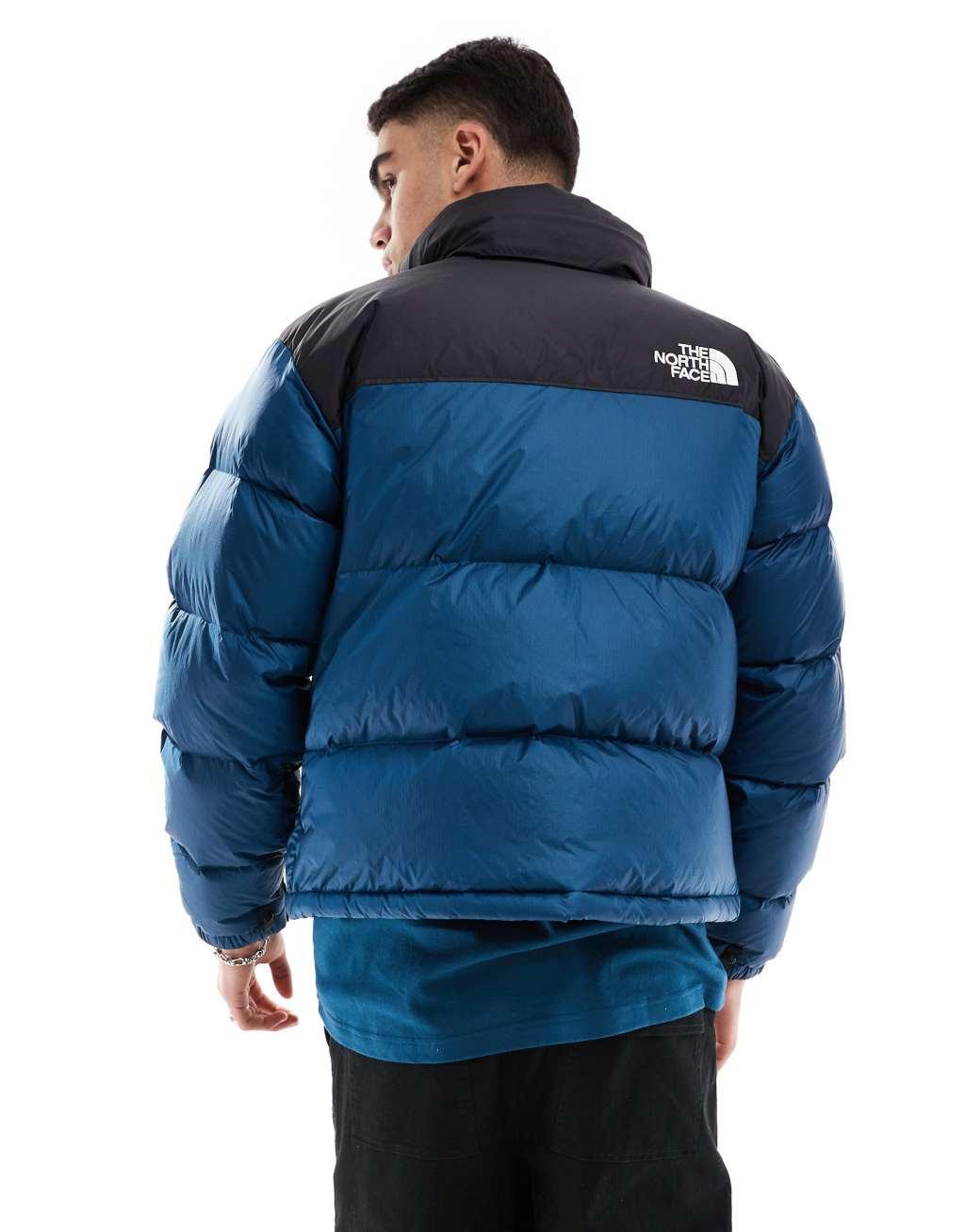 The North Face 1996 Retro Nuptse down puffer jacket in petrol blue and black Product Image