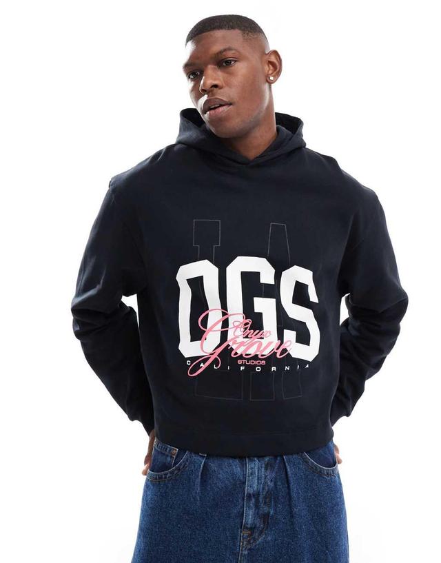 ASOS DESIGN boxy oversized sweatshirt with athletic print in gray heather Product Image