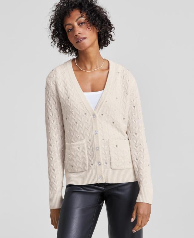 Charter Club Womens Cashmere Embellished Textured Cardigan, Created for Macys Product Image