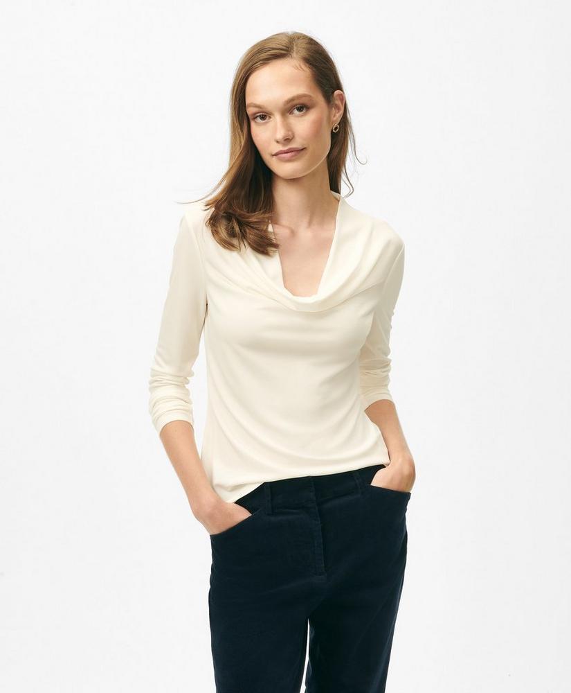 Cowl Neck Long-Sleeve Top in Ponte Knit Product Image