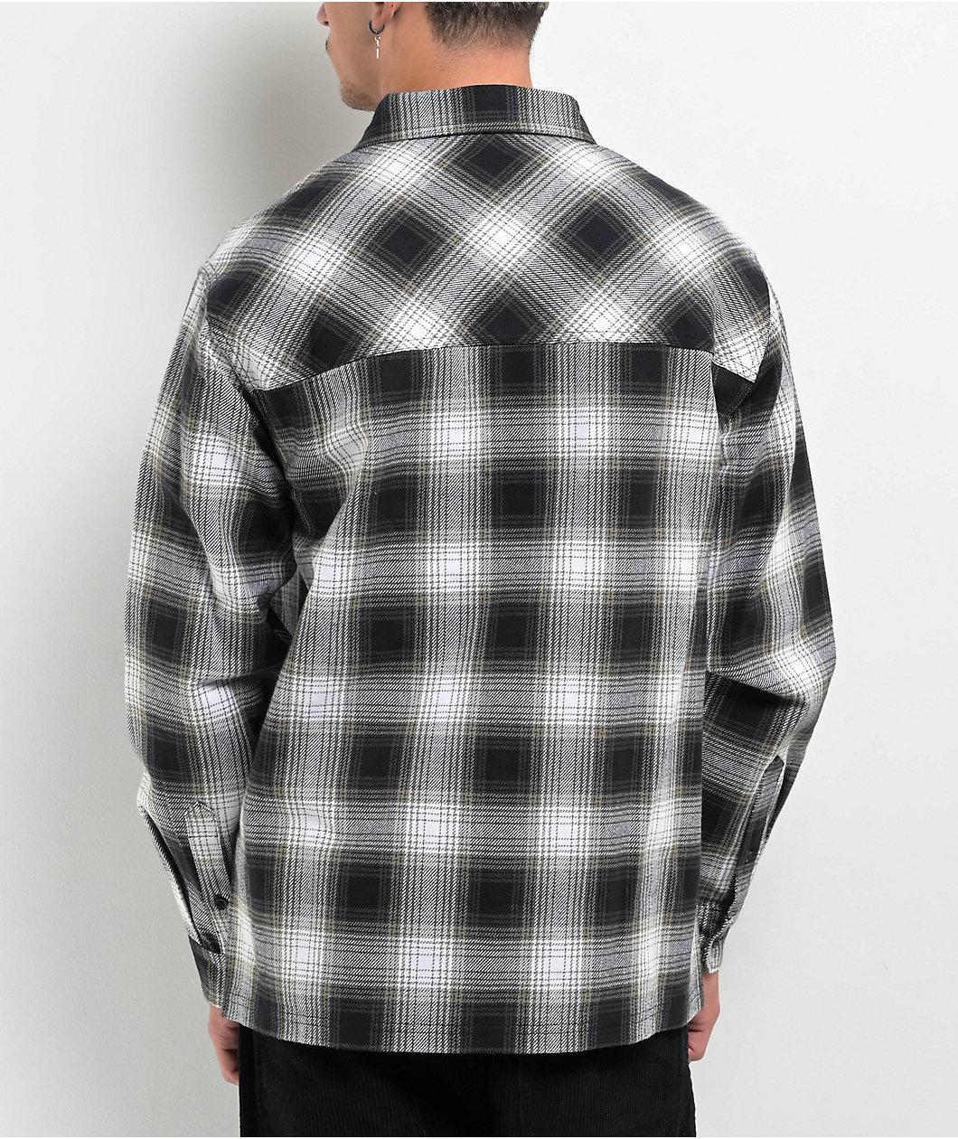 Empyre Browser White & Black Plaid Flannel Shirt Product Image