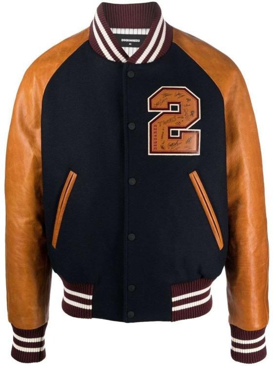 DSQUARED2 Wool-blend Varsity Jacket In Navy Blue Product Image