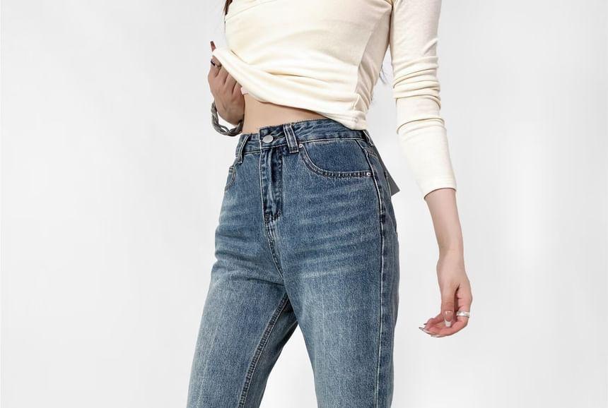 High Rise Washed Flared Jeans Product Image