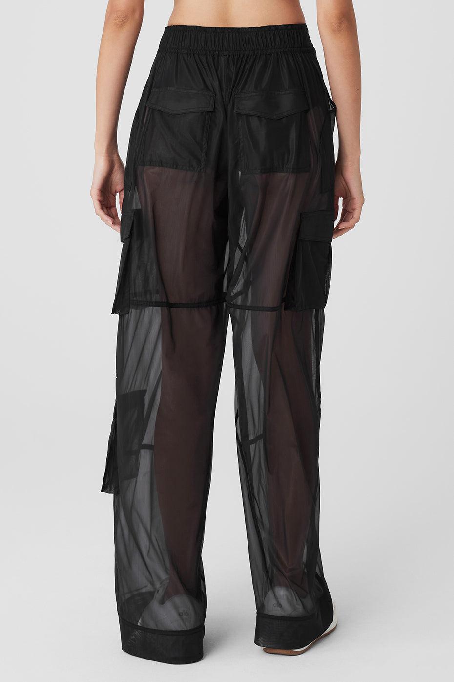 Sheer Effusion Cargo Wide Leg Trouser - Black Female Product Image