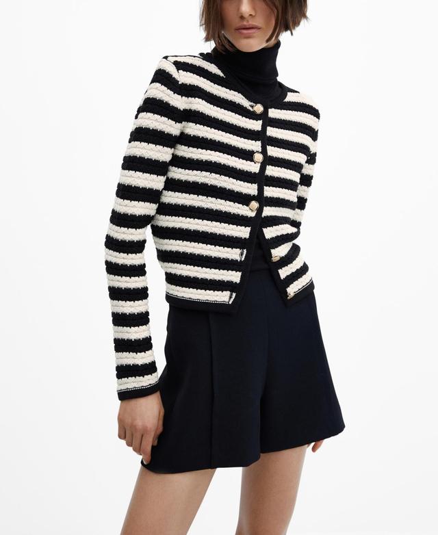 Mango Womens Jewel Buttons Striped Cardigan Product Image