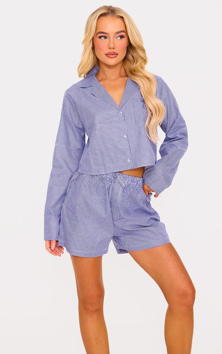 Blue Gingham PJ Shorts Product Image