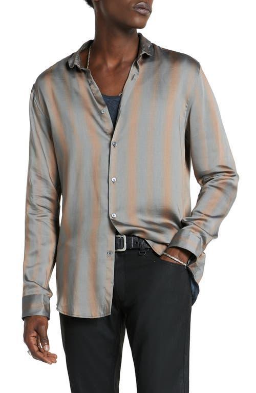 John Varvatos Slim Fit Stripe Lyocell & Silk Button-Up Shirt Product Image