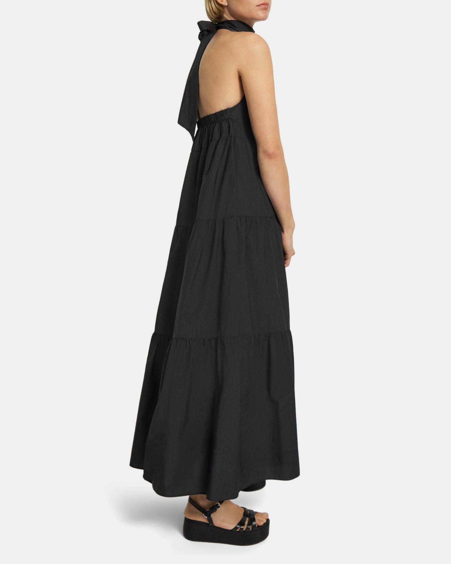 Tiered Halter Maxi Dress in Cotton Blend Product Image