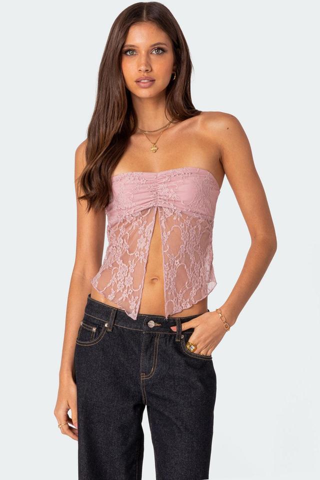 Twilight Sheer Lace Split Front Top Product Image