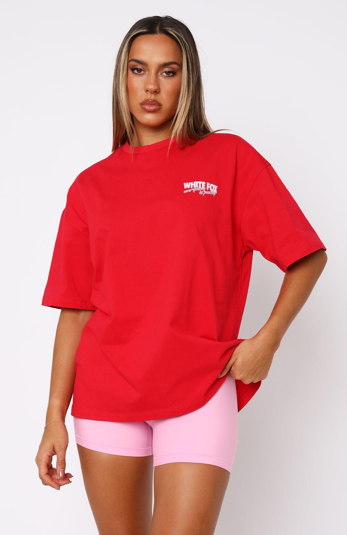 Everything Is Peachy Oversized Tee Red Product Image