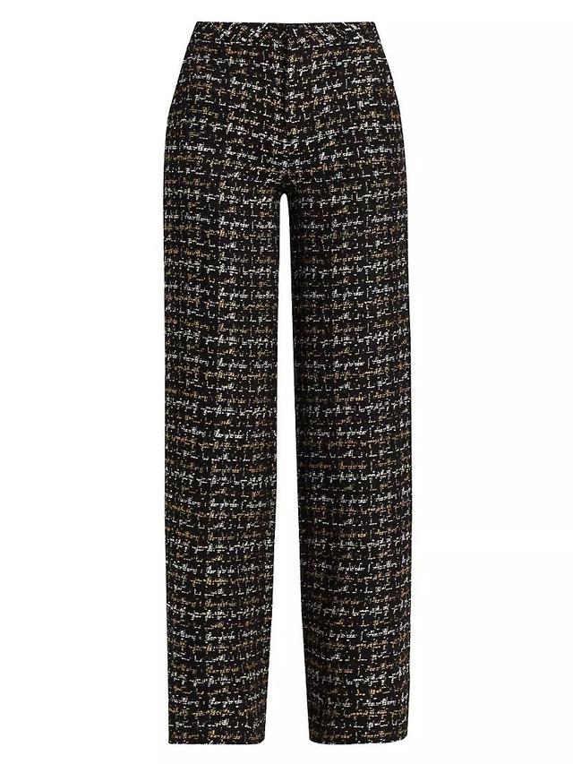 Livvy Houndstooth Tweed High-Rise Straight-Leg Pants Product Image