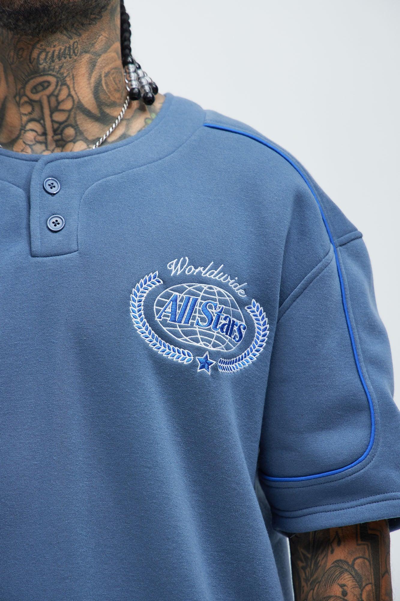 Worldwide All Stars Short Sleeve Henley - Navy Product Image