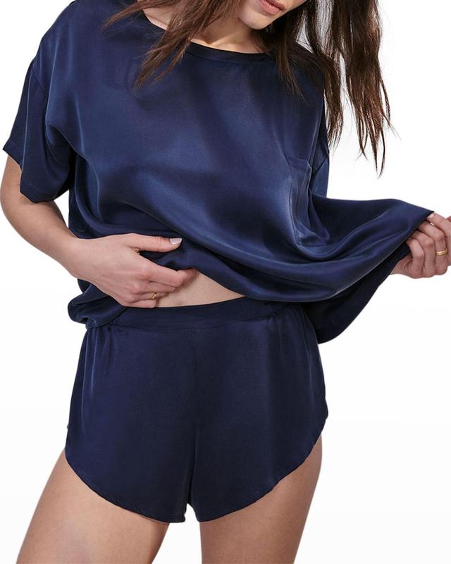 Womens Washable Silk Tee 2-Piece Pajama Set Product Image