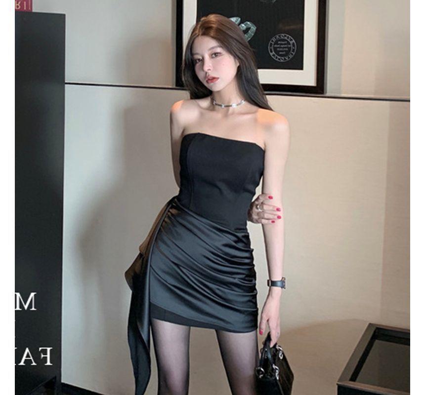 Strapless Shirred Mini Bodycon Dress Product Image