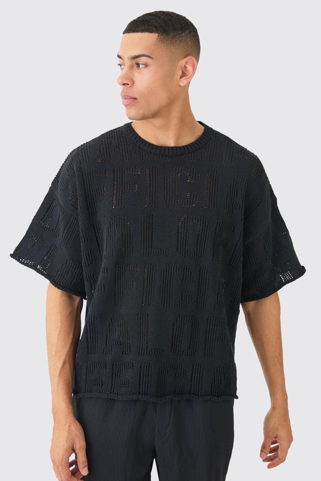 Mens Oversized Official Open Stitch T-shirt In Black, Black Product Image