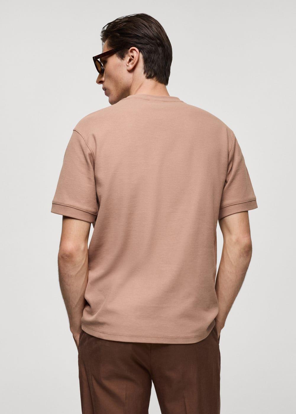 MANGO MAN - Regular fit knit t-shirt pale pinkMen Product Image