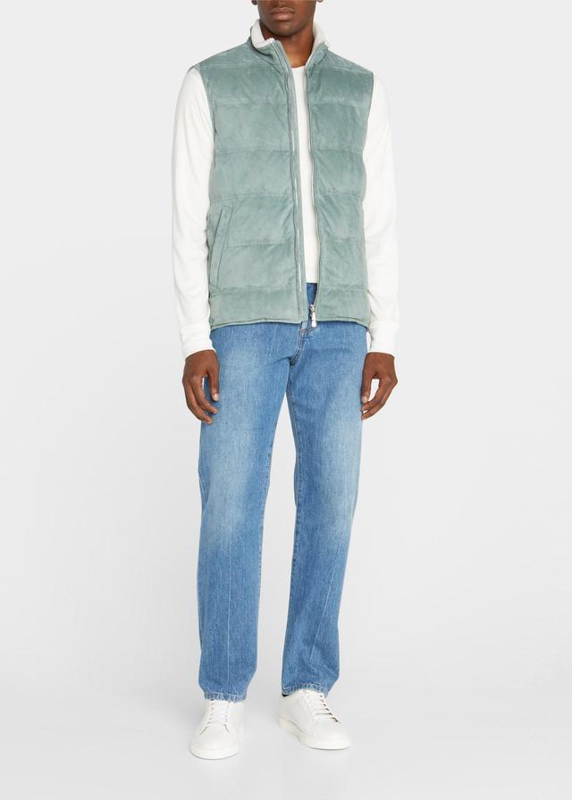 Mens Suede Quilted Down Zip Vest Product Image