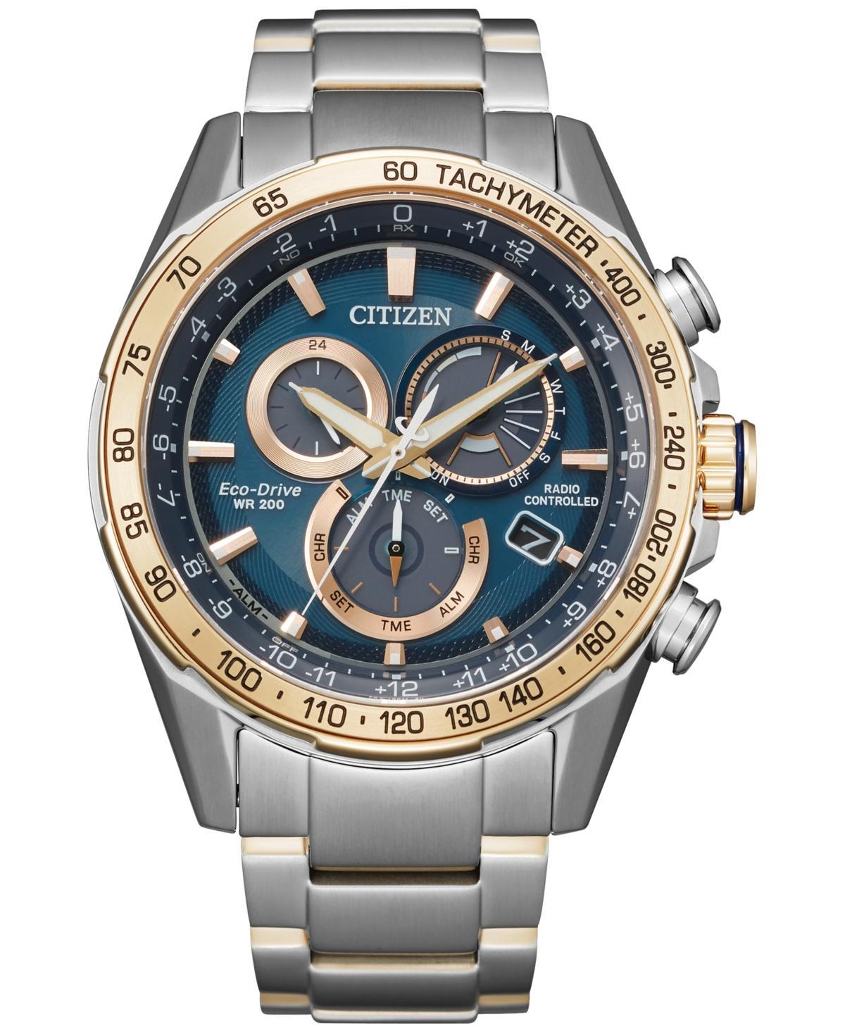 Citizen Mens PCAT Atomic Timekeeping Chronograph Gold Stainless Steel Bracelet Watch Product Image