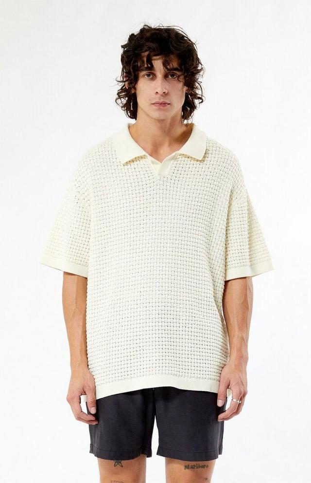 Men's Open Knit Polo Shirt Product Image