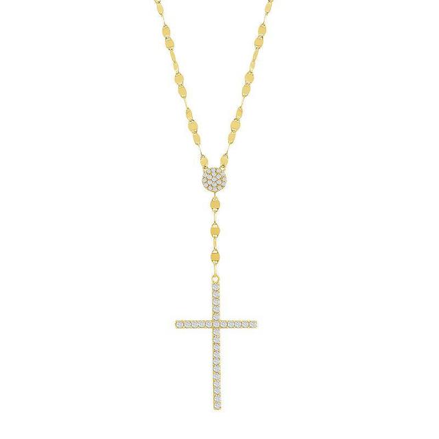 Argento Bella Sterling Silver Cubic Zirconia Cross Y Necklace, Womens Yellow Product Image