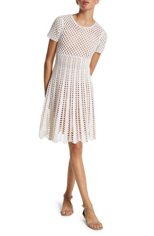 Michael Kors Collection Short Sleeve Crochet A-Line Dress Product Image