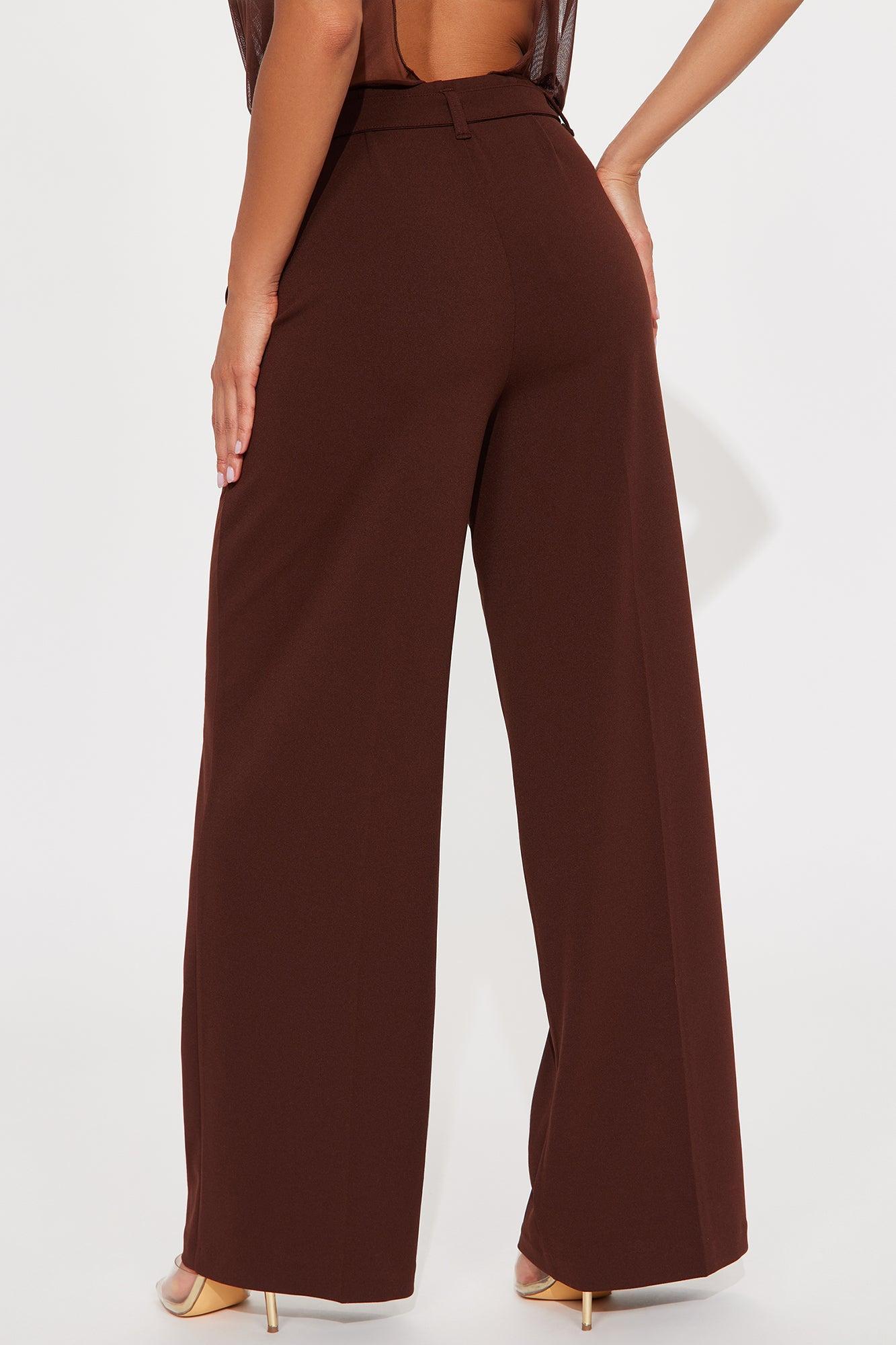 Say No More Wide Leg Trouser - Chocolate Product Image