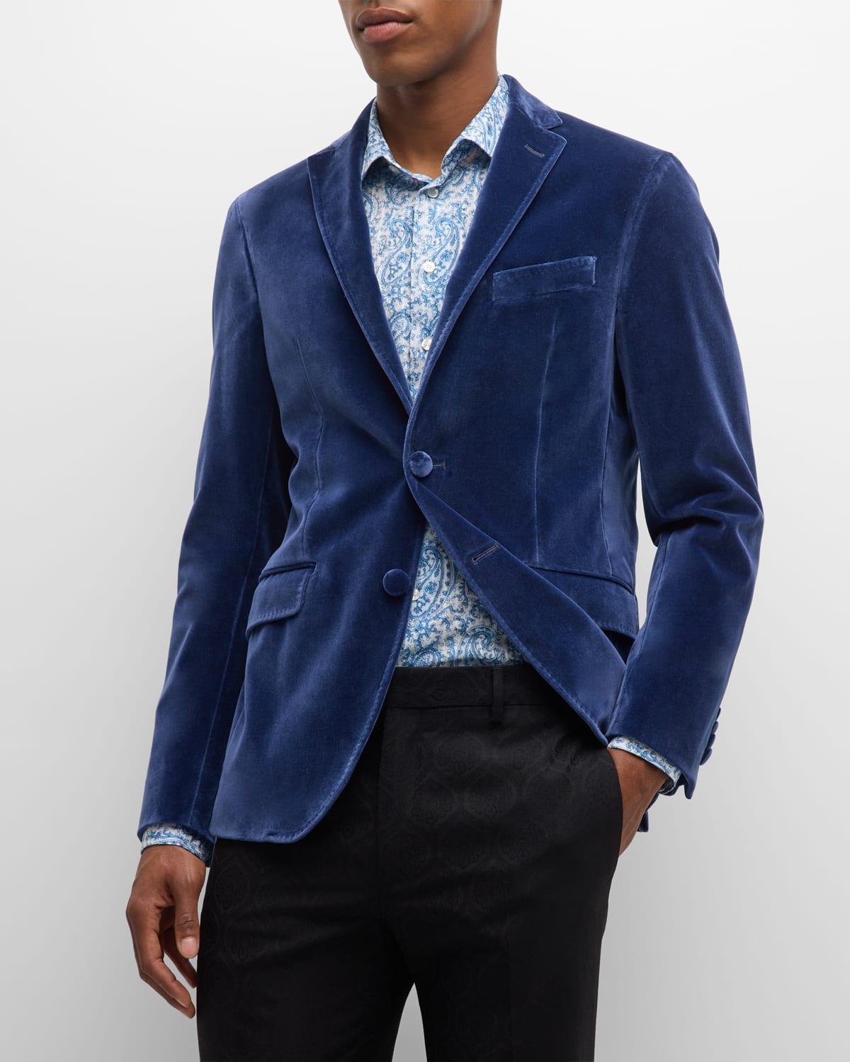 Mens Velvet Single-Breasted Blazer Product Image