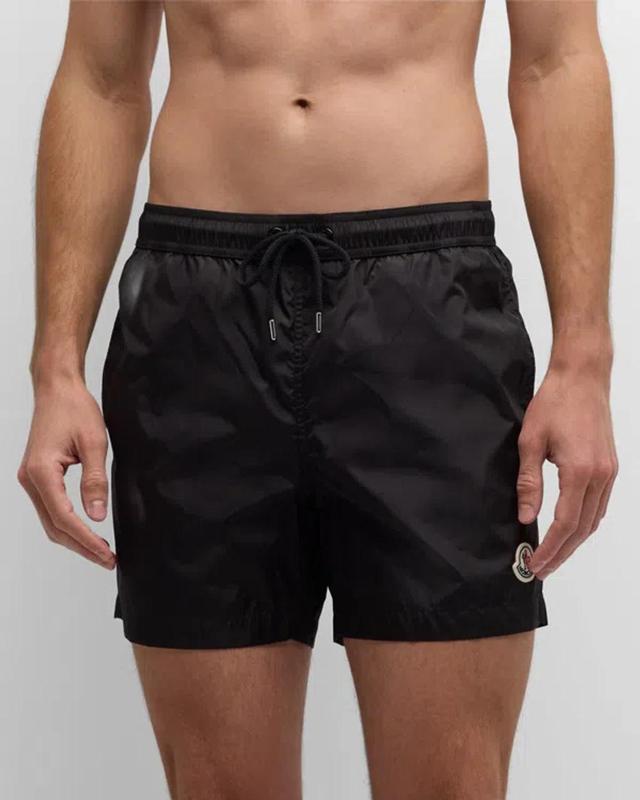 MONCLER Men's Swim Shorts With Stripe Detail In Black Product Image