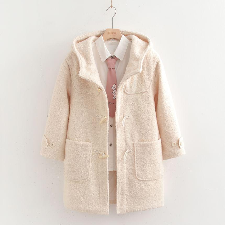 Faux Shearling Hooded Duffle Coat Product Image