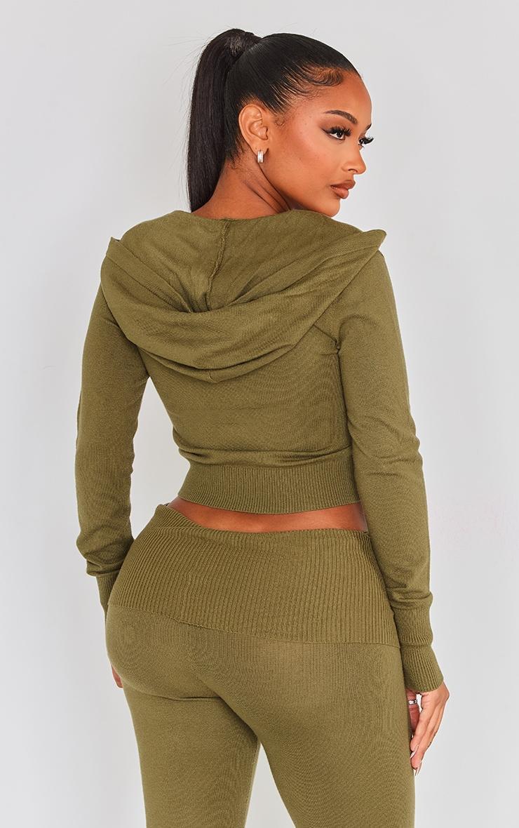 Shape Khaki Knit Zip Through Jacket Product Image