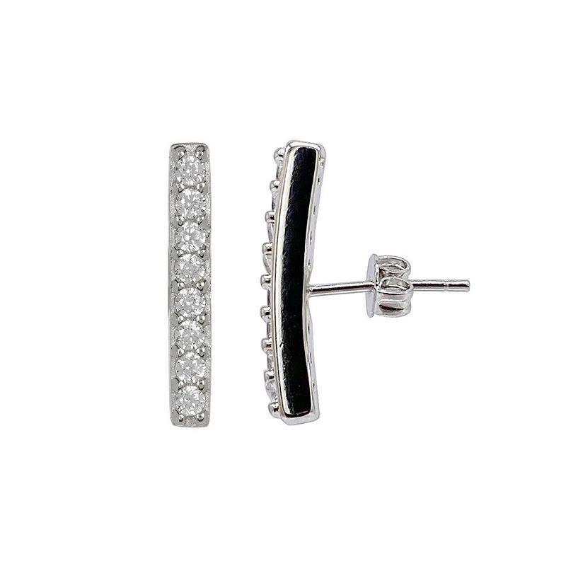 Adornia Silver-Tone Crystal Bar Stud Earrings Product Image